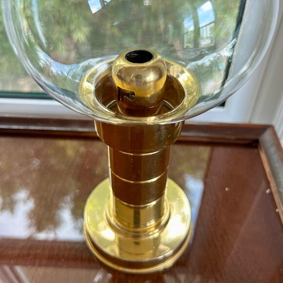 Vintage MCM FOHL Spring Fed Brass Candle Holder With Glass Shade - W. Germany - Picture 13 of 14